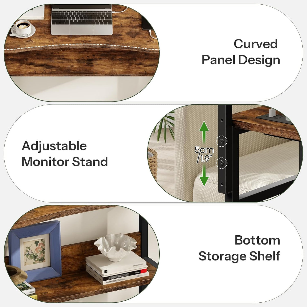 CHOEZON Rolling Computer Desk with Charging Station, 31.5 Inch Mobile Desk wi...