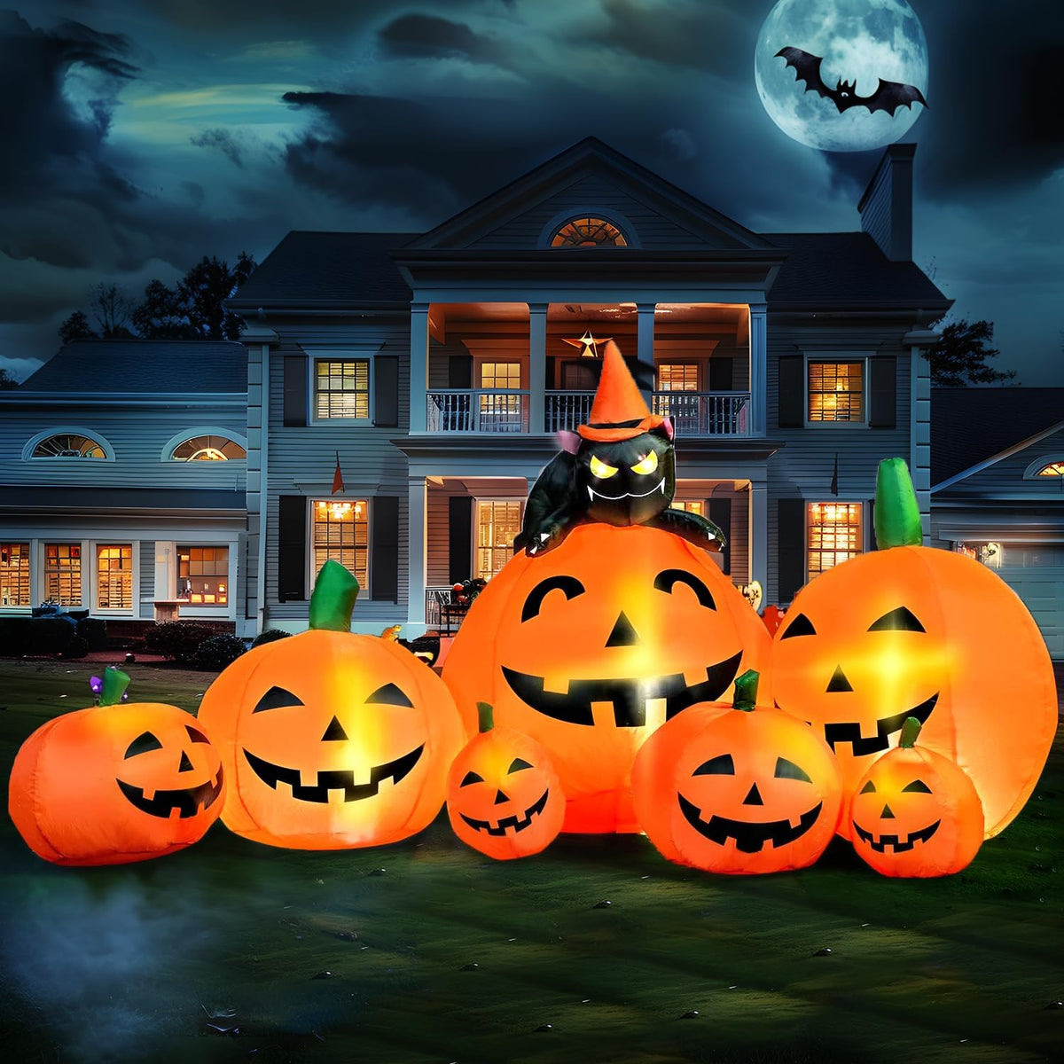 Joiedomi 7 FT Long Halloween Inflatables Pumpkin Outdoor Decorations, 7 Pumpk...