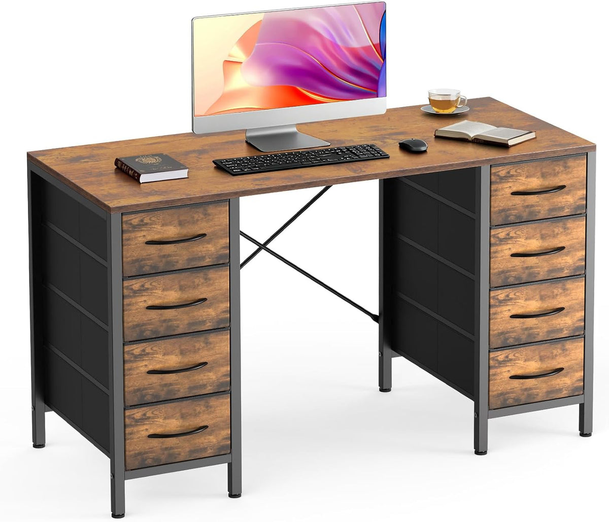 OLIXIS 47" Computer Desk with 8 Drawers, Home Office Workstation