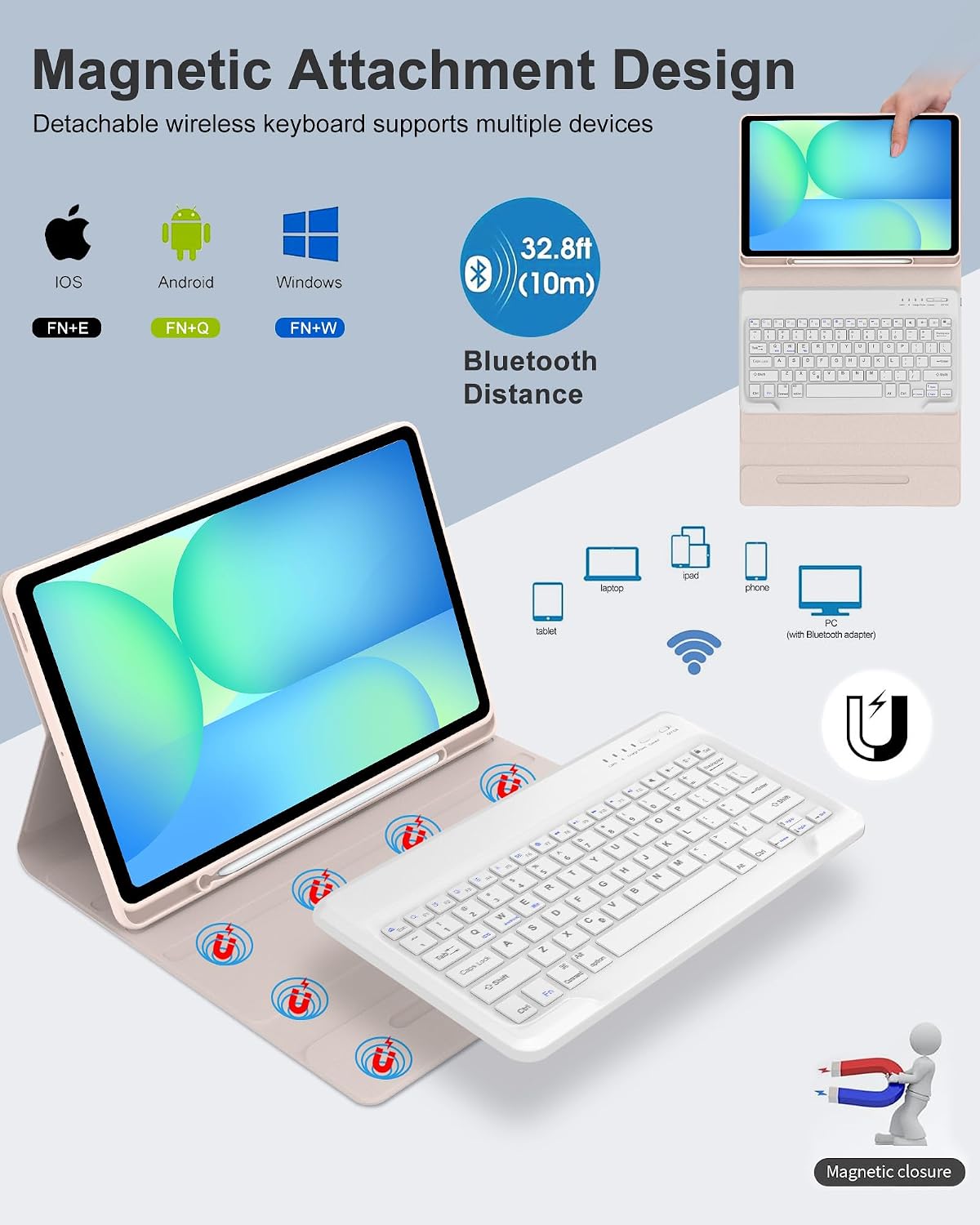 Keyboard Case for Samsung Galaxy Tab S10 Lite/ S10 FE/ S9 FE 5G 10.9 Inch/S9 ...