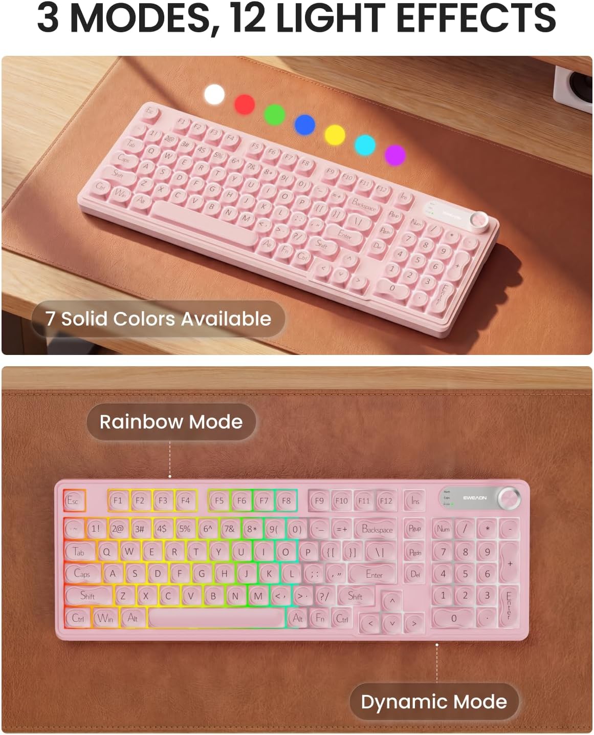 EWEADN V102 Wireless Keyboards, 98 Key Gaming Keyboard with Screen & Medi...