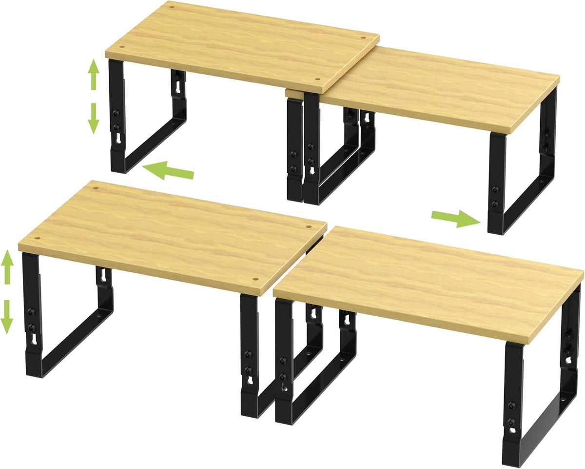 Adjustable Storage Shelves for Kitchen Cabinet Organization - Set of 2 Stacka...