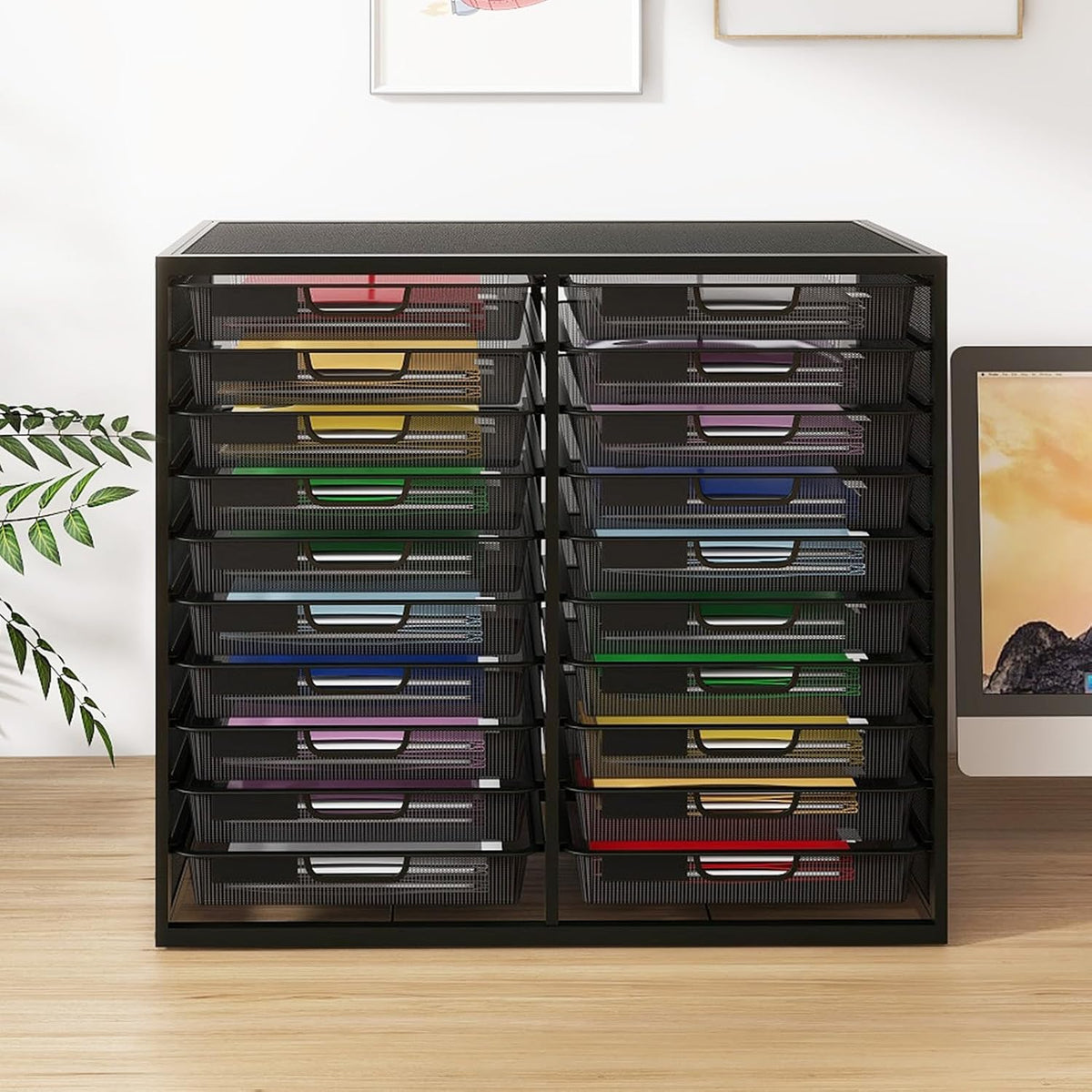 Natwind Mesh Desk Organizer with 20 Compartments Sliding Drawers,Black