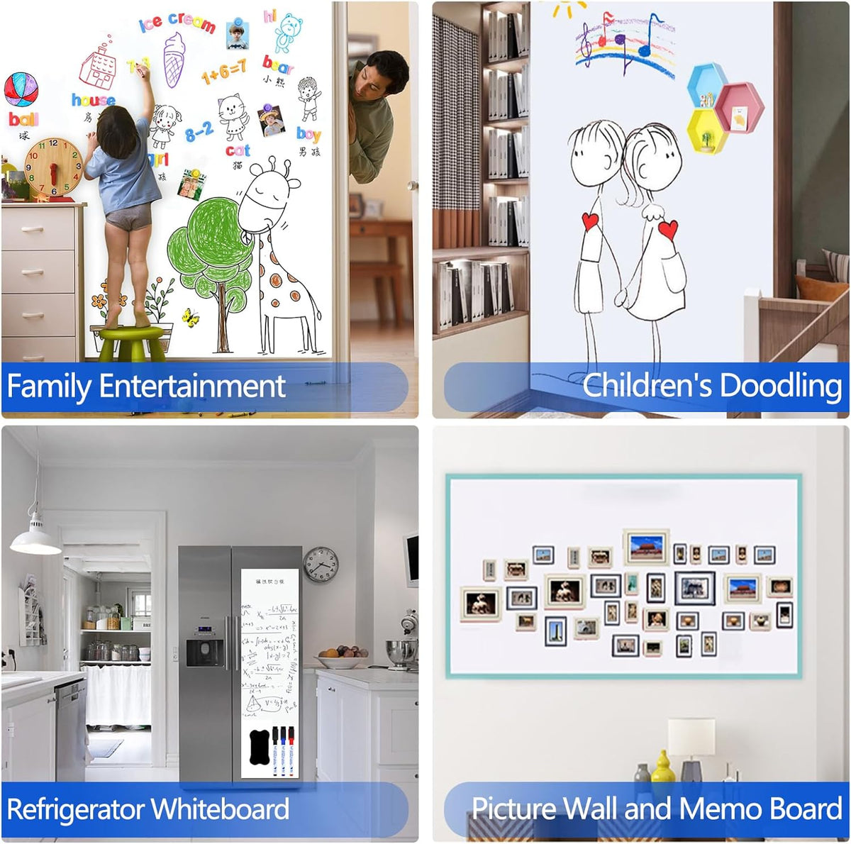 JUMUBOARD Self-Adhesive Magnetic Dry Erase Whiteboard Sticker, 40" x 20&...