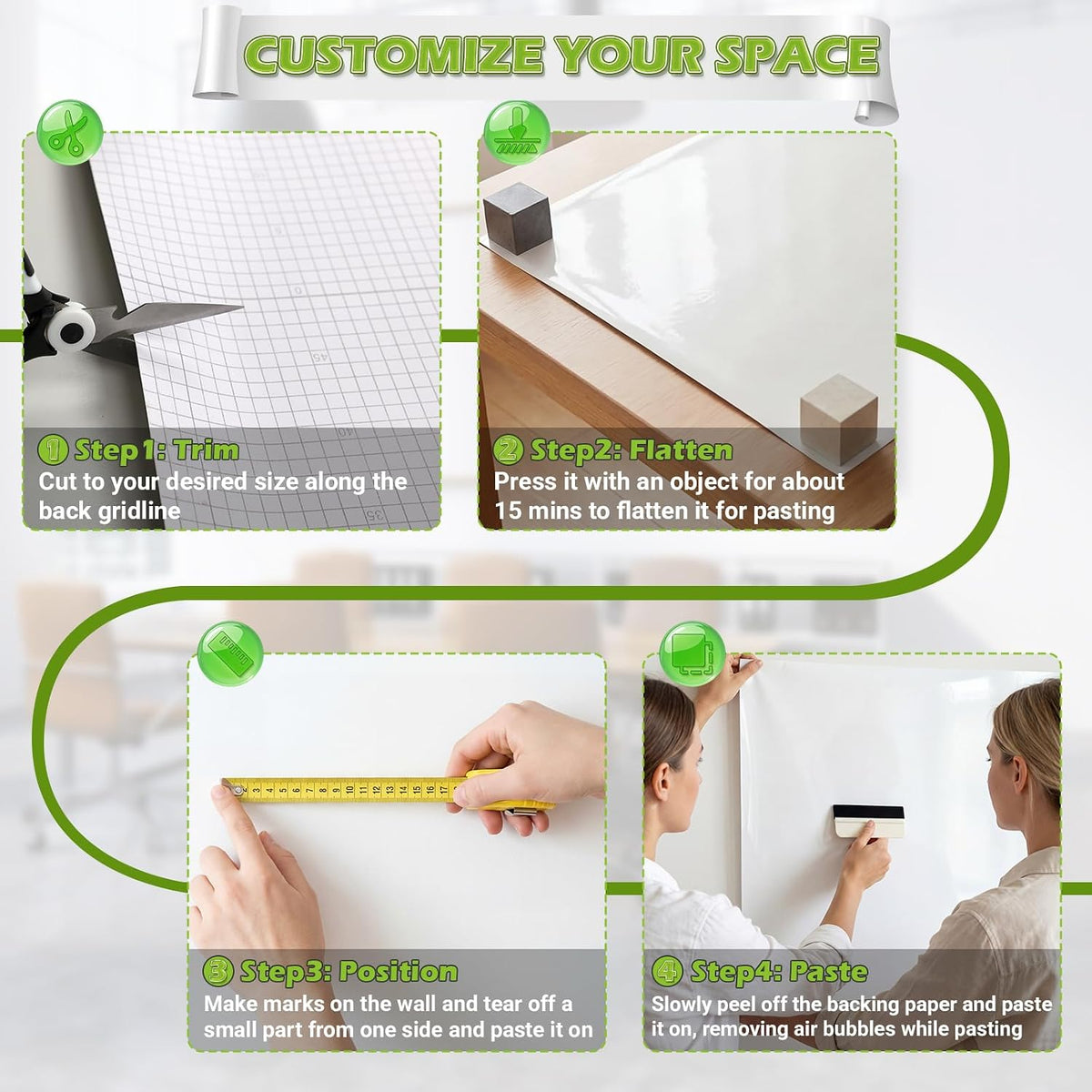 AFMAT Whiteboard Sticker for Wall, 4x8ft White Board Paper, Super Sticky Dry ...