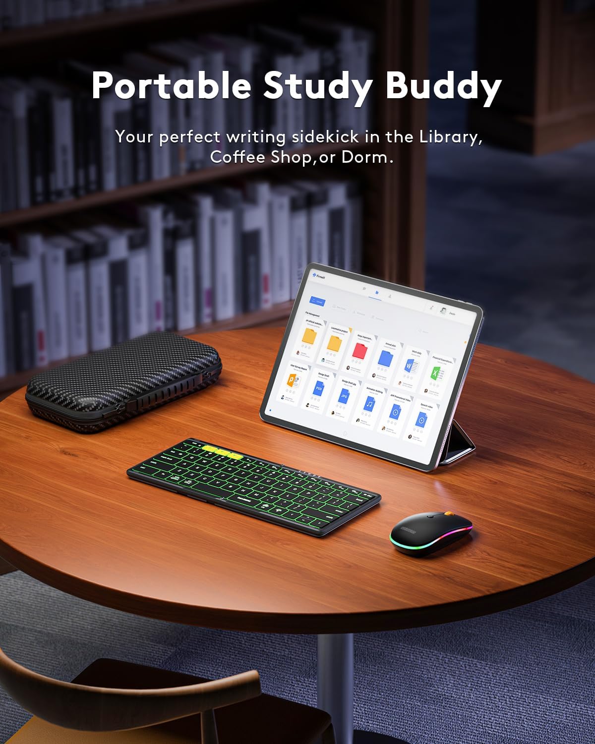 Samsers Full-Size Travel Foldable Keyboard and Mouse with Backlight, Black