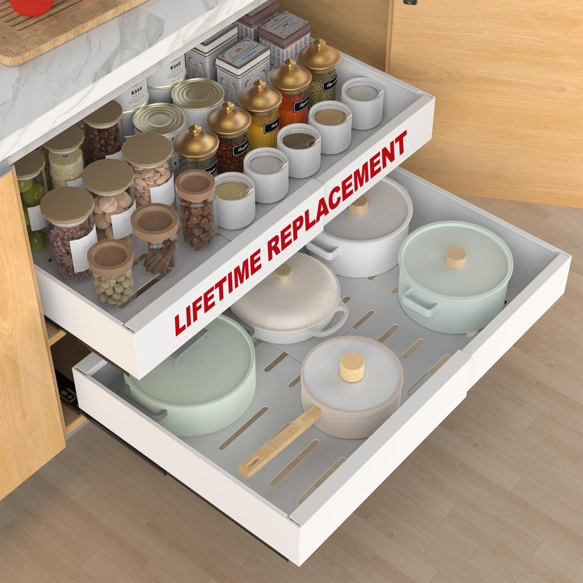 ANTOWIN 2-Pack Expandable Pull Out Cabinet Organizer 21"Deep(12.2"-...