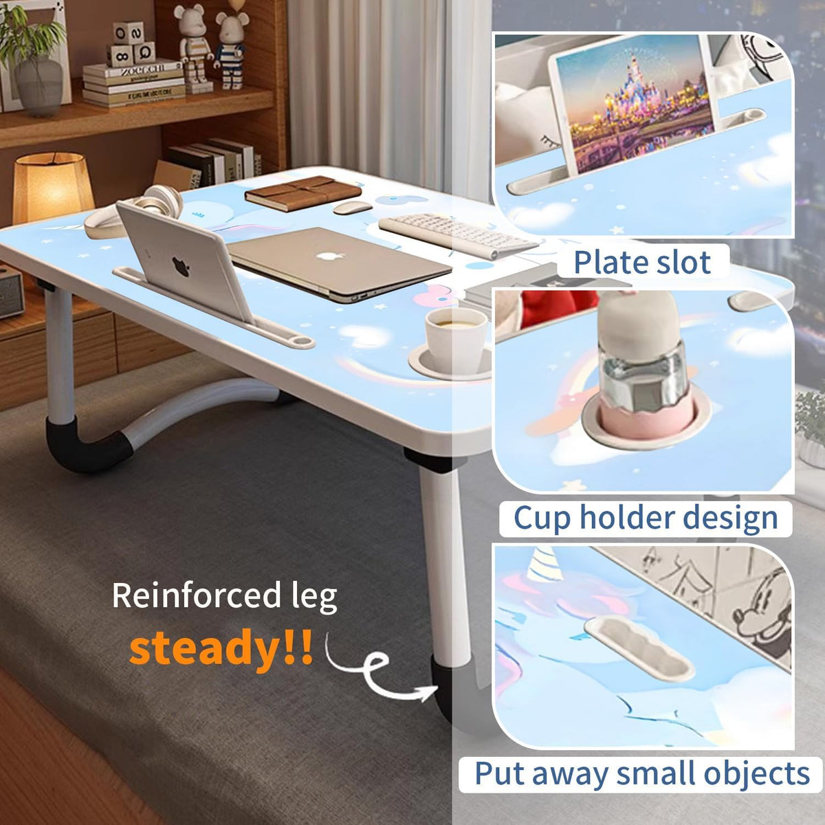 Kawaii Laptop Desk Foldable Kawaii Bed Desk Table Cute Folding Breakfast Tray...