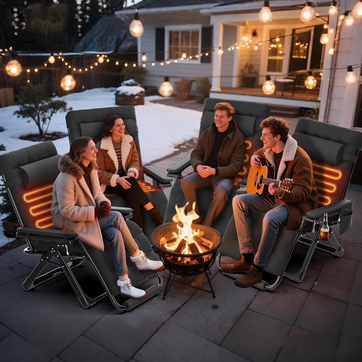Suteck Heated Zero Gravity Chair, 33" XXL Oversized Reclining Lounge Chairs