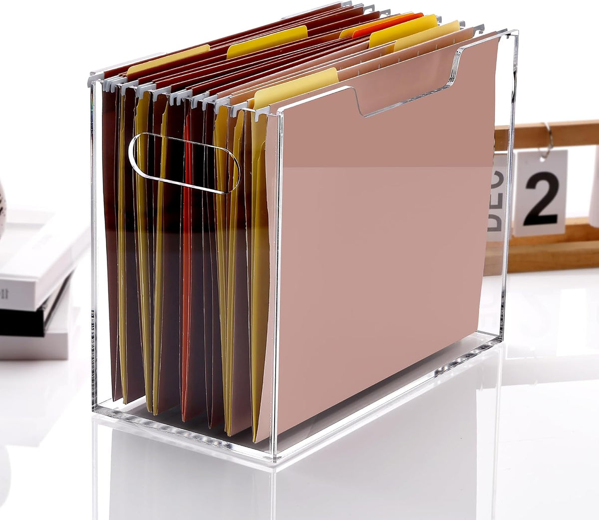 DINGHUO Hanging File Organizer, Acrylic File Holder with Handles, No Assembly...