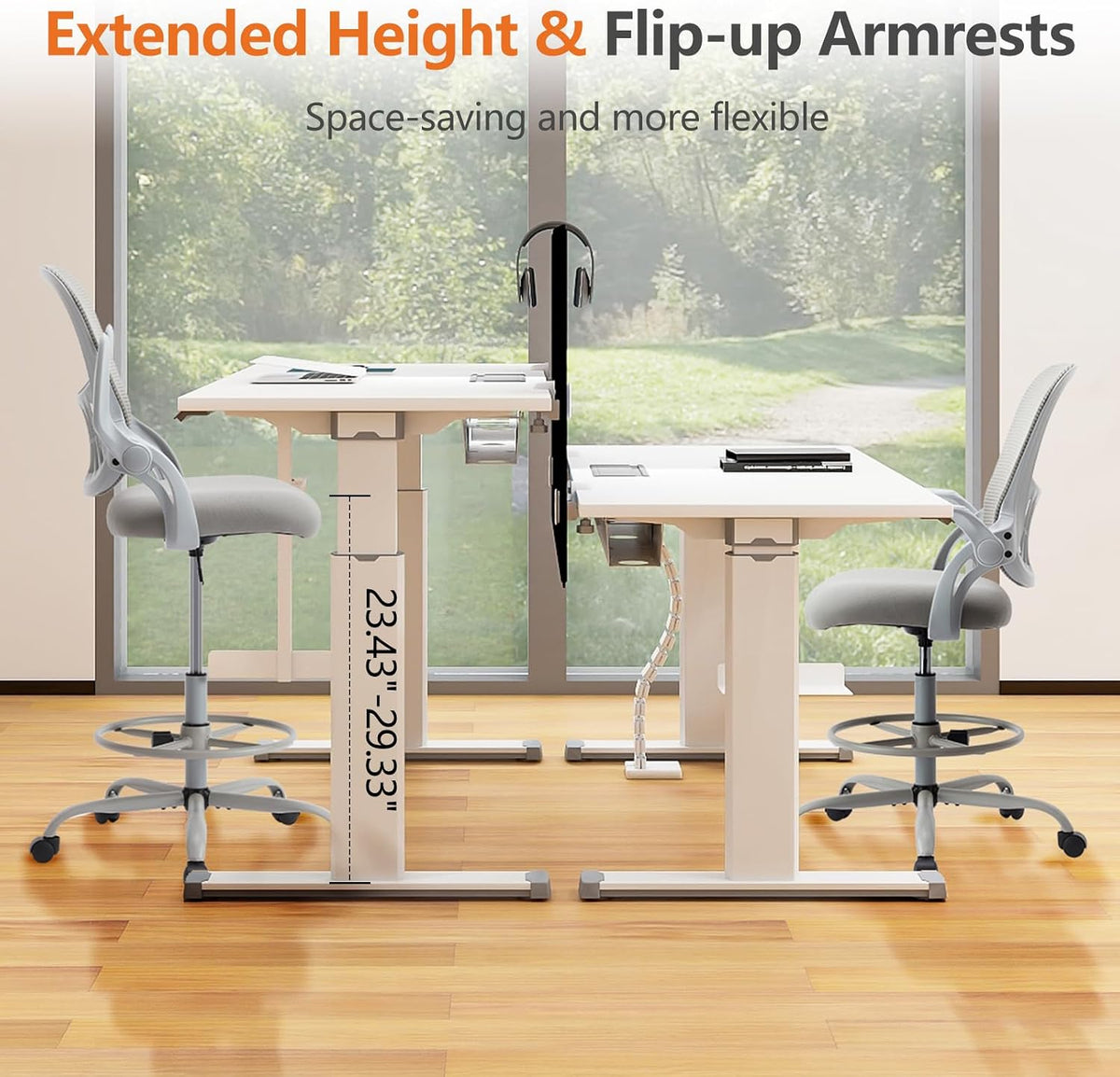 Sweetcrispy Tall Drafting Office Desk Chair - Ergonomic High Stool Computer C...