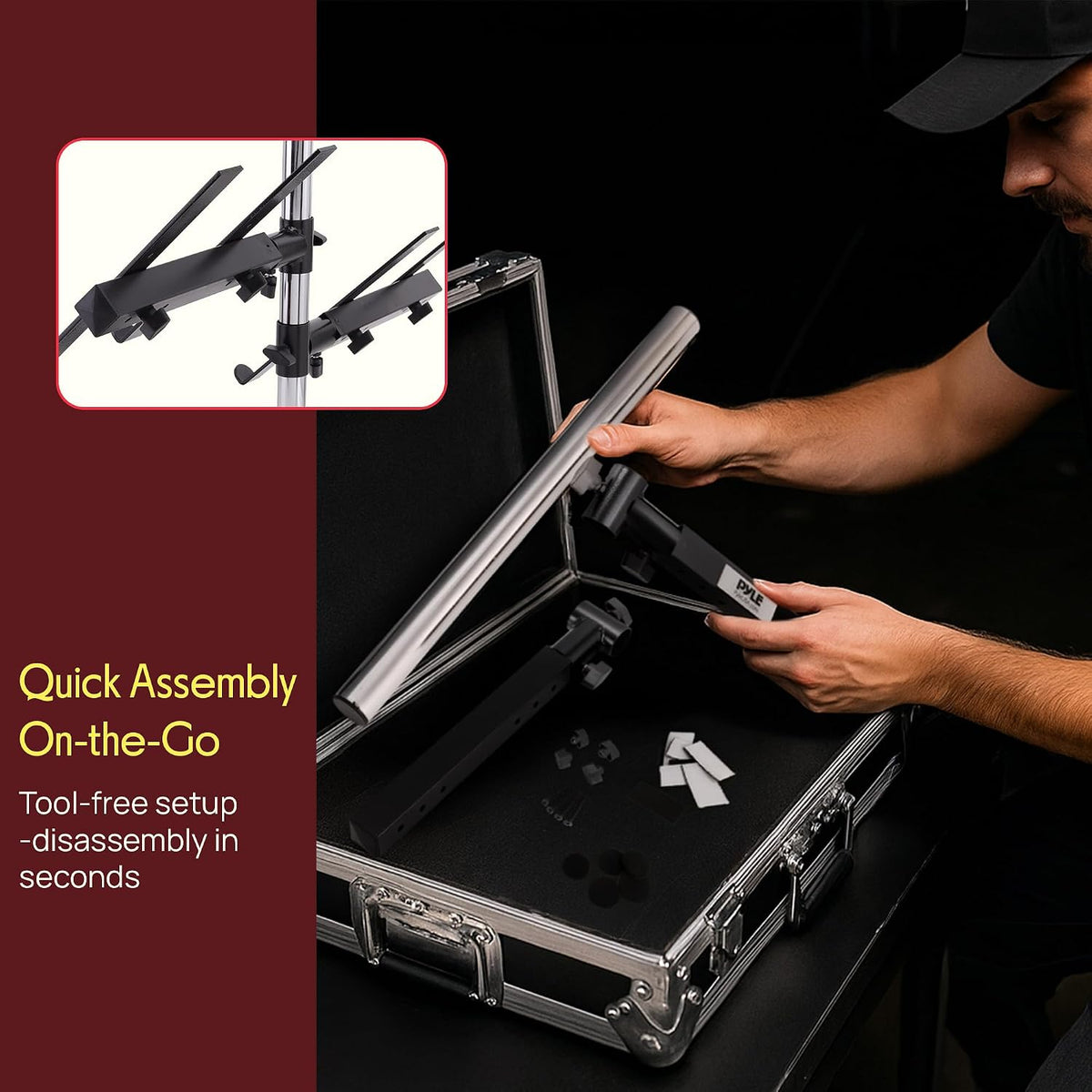 Pyle Portable Dual Laptop Stand – Standing Table Holder with Bracket Arms,Adj...