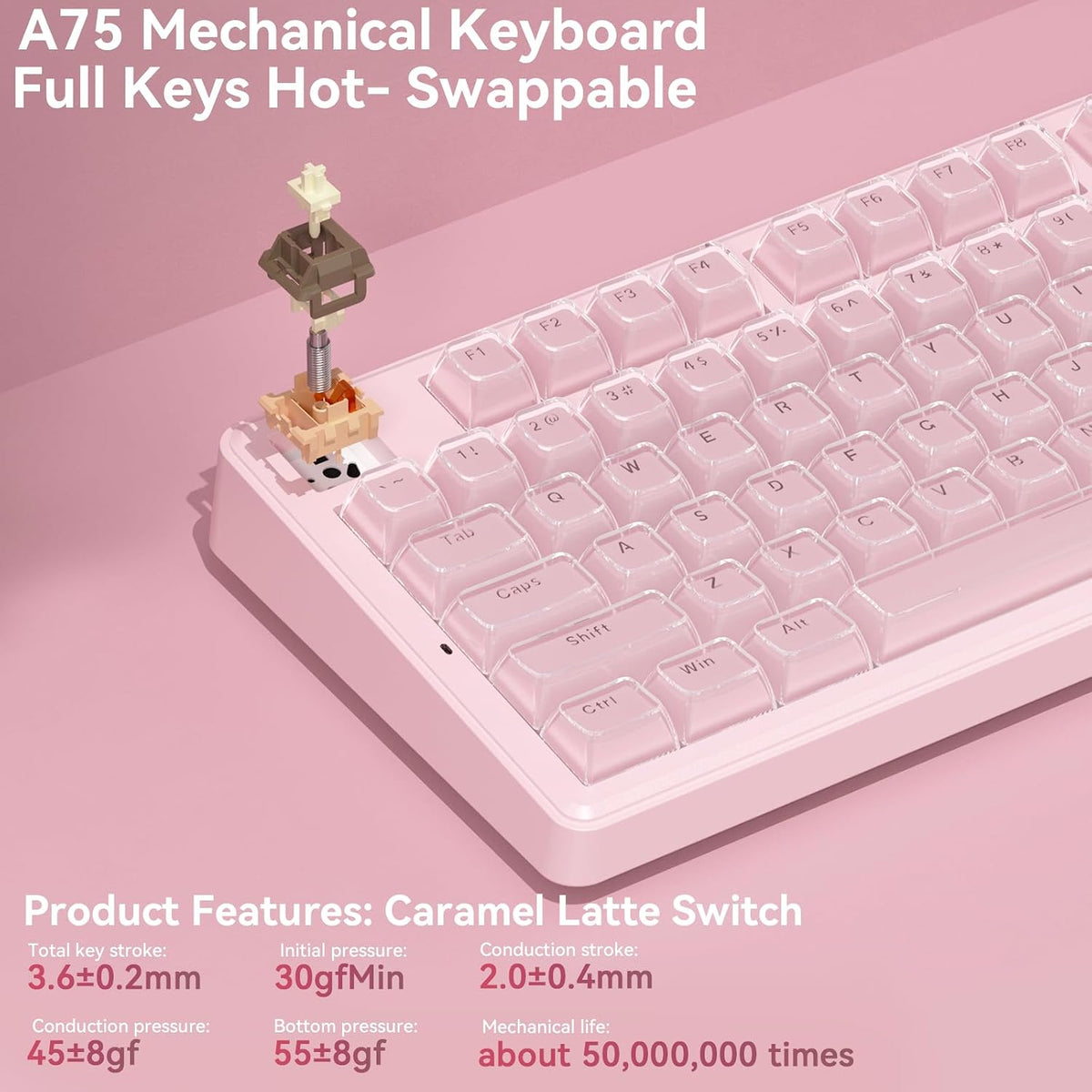 SOLAKAKA A75 Wireless Gaming Keyboard with Multifunction Knob, BT5.0/2.4GHz/U...