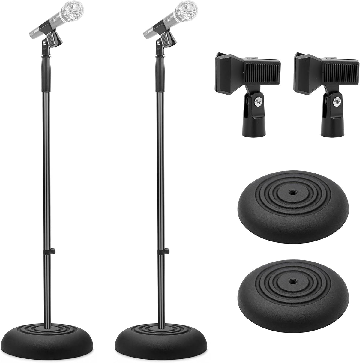 Pyle Universal Microphone Stand - Handheld Mic Compatible, Heavy Compact Base...