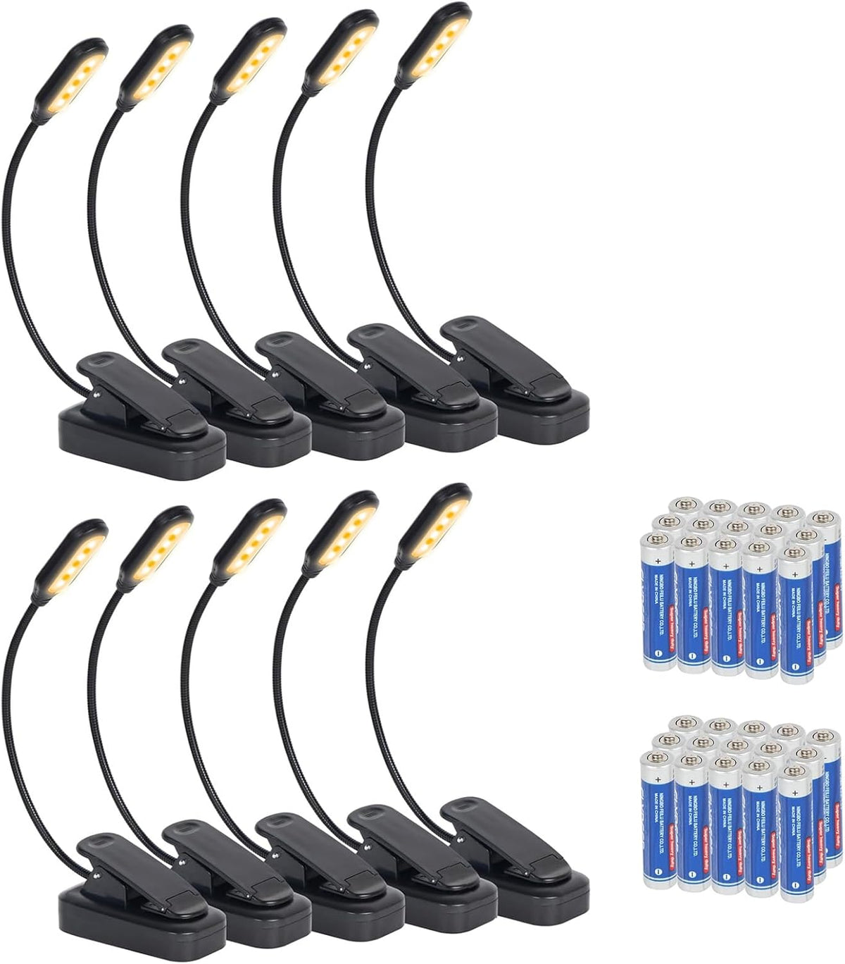 10 Pack Book Lights, Reading Lights for Books in Bed-Eye Caring 3 Colors, Ste...