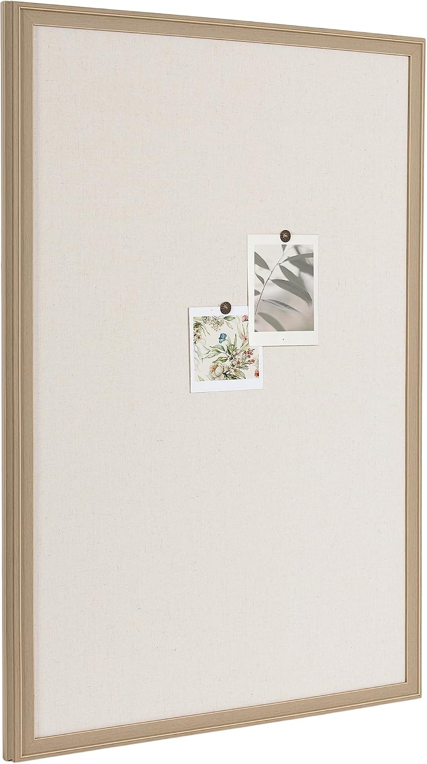 Kate and Laurel Oakhurst Rectangle Framed Linen Fabric Pinboard; 24 x 36; Lig...