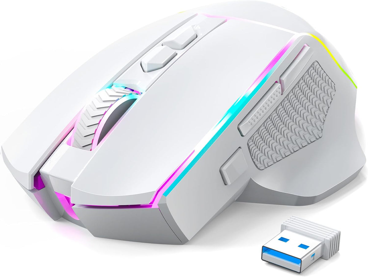 Redragon Wireless Gaming Mouse, Tri-Mode 2.4G/Bluetooth/USB-C, 7 Programmable...