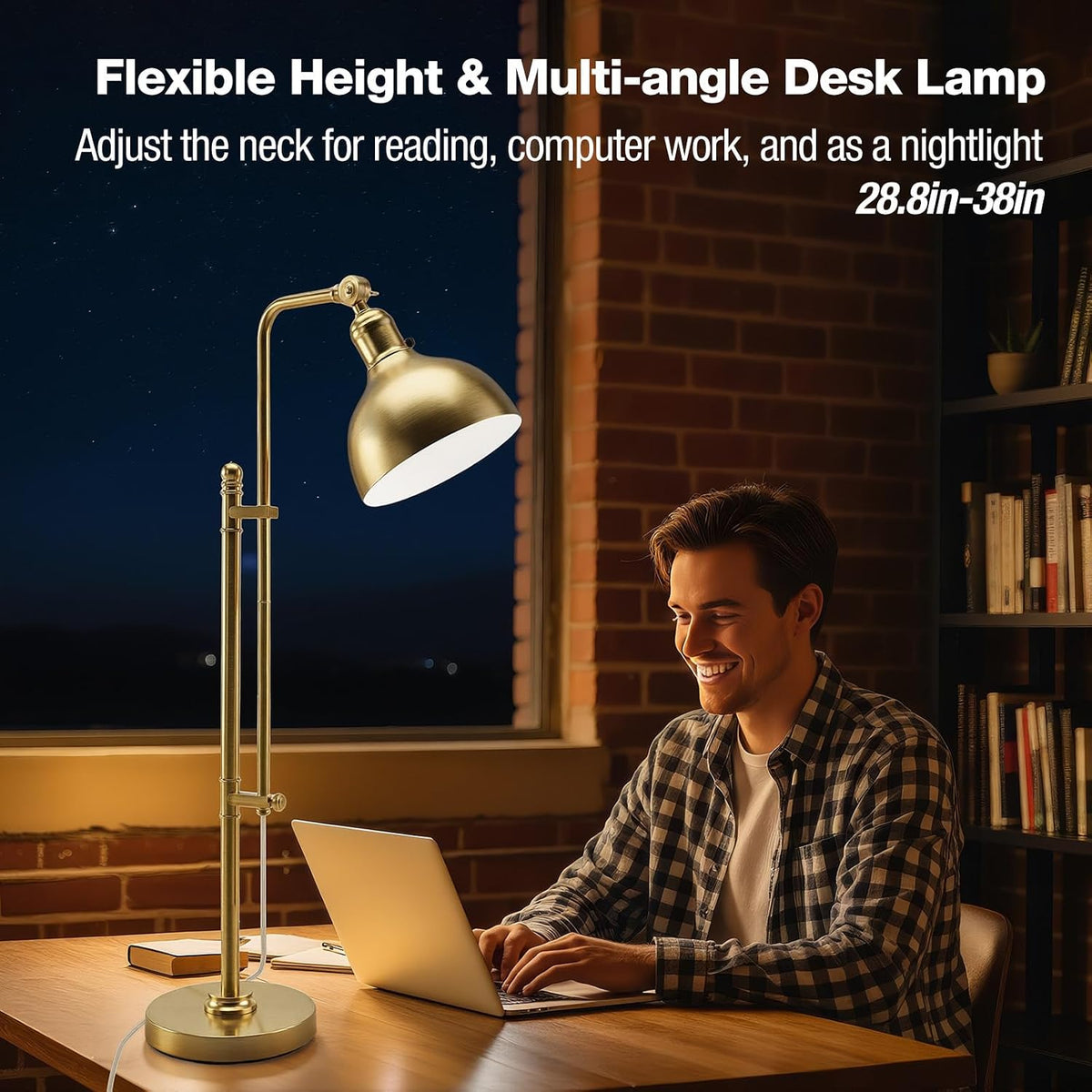 PARTPHONER Industrial Adjustable Desk Lamp for Home Office, Farmhouse Table l...