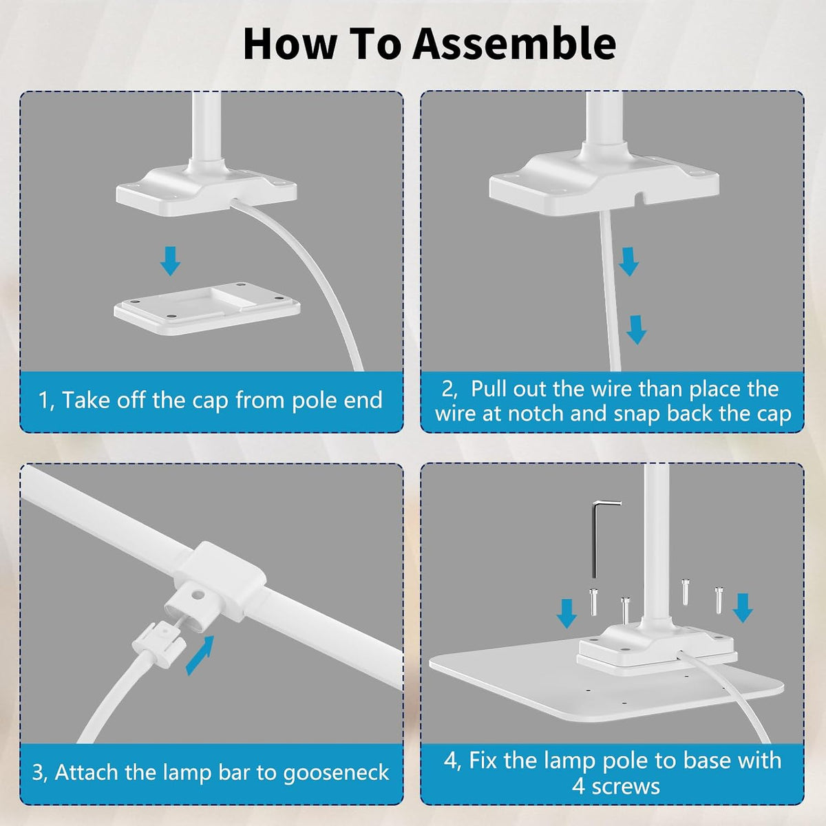 LED Desk Lamp Double Light: 1200LM Desk Light Base for Home Office, White