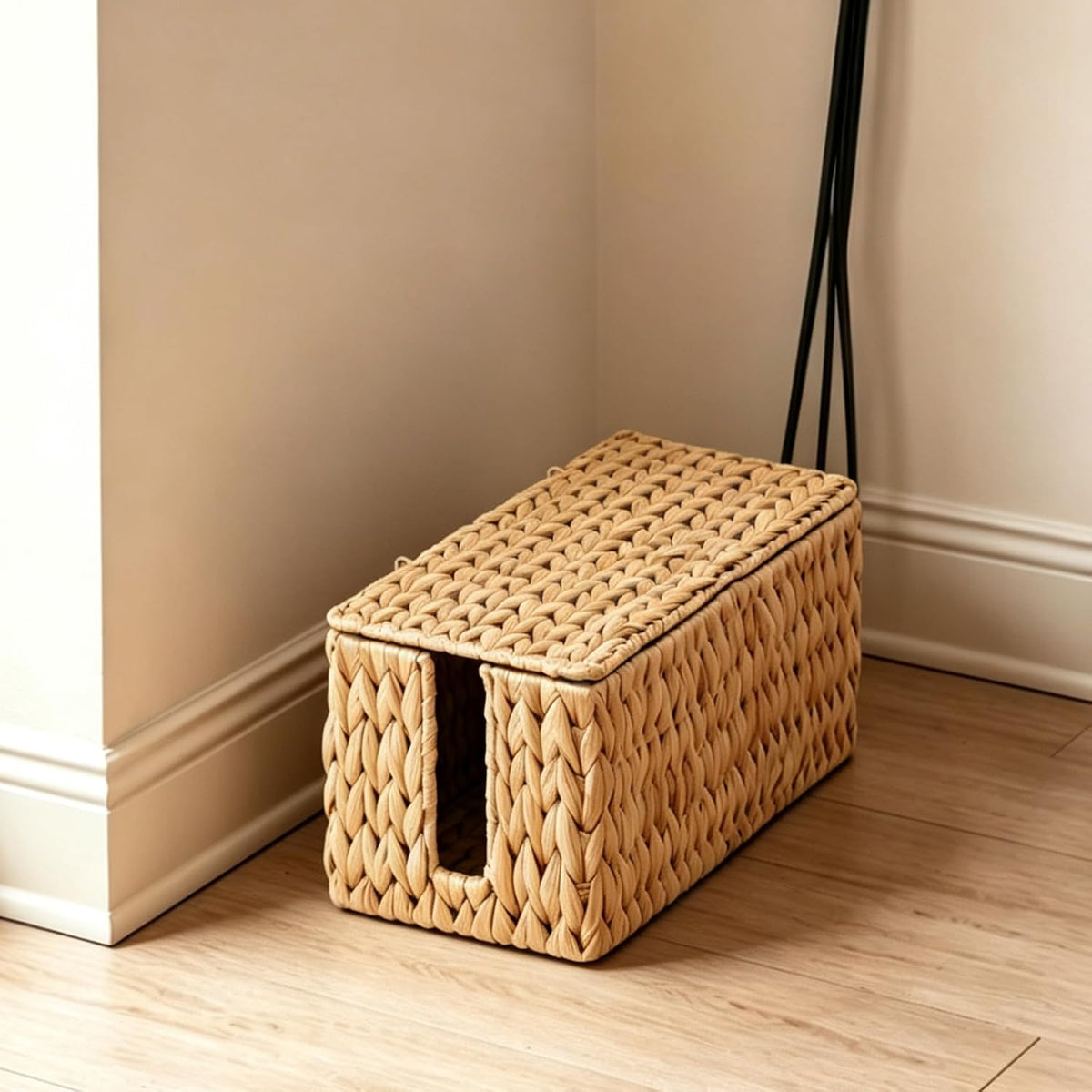 Cable Management Box, Small Cord Organizer Box for Power Strip | Handwoven Wa...