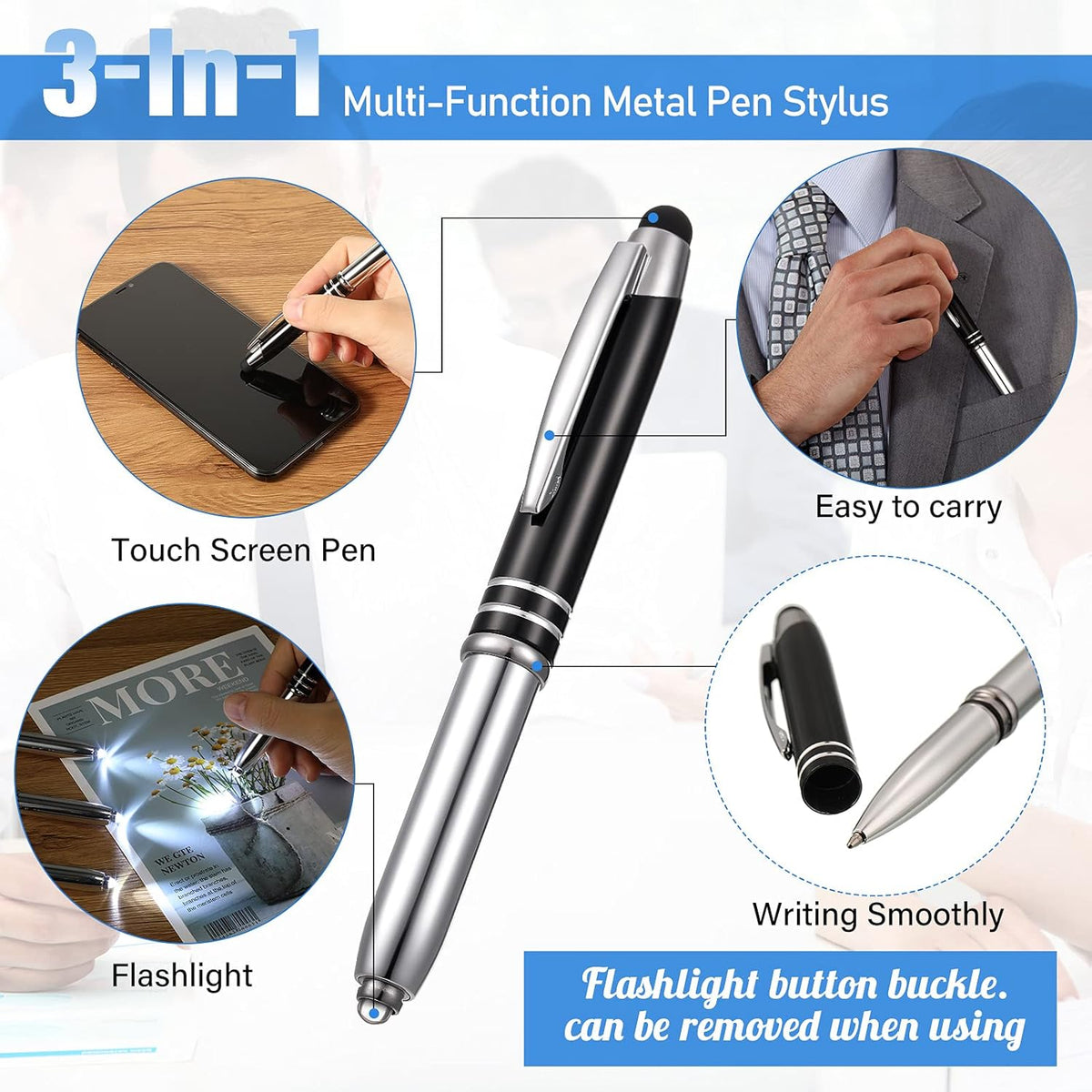 Zonon 30 Pieces Stylus Pen for Touch Screens Light Flashlight Pen 3 in 1 Mult...