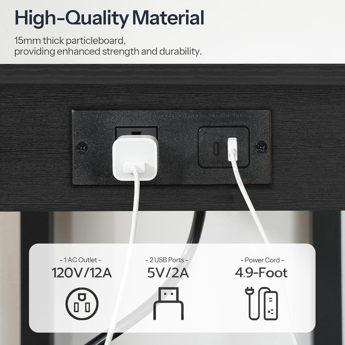 HOOBRO 2-Tier Printer Stand with Charging Station, Under Desk Printer Table, ...
