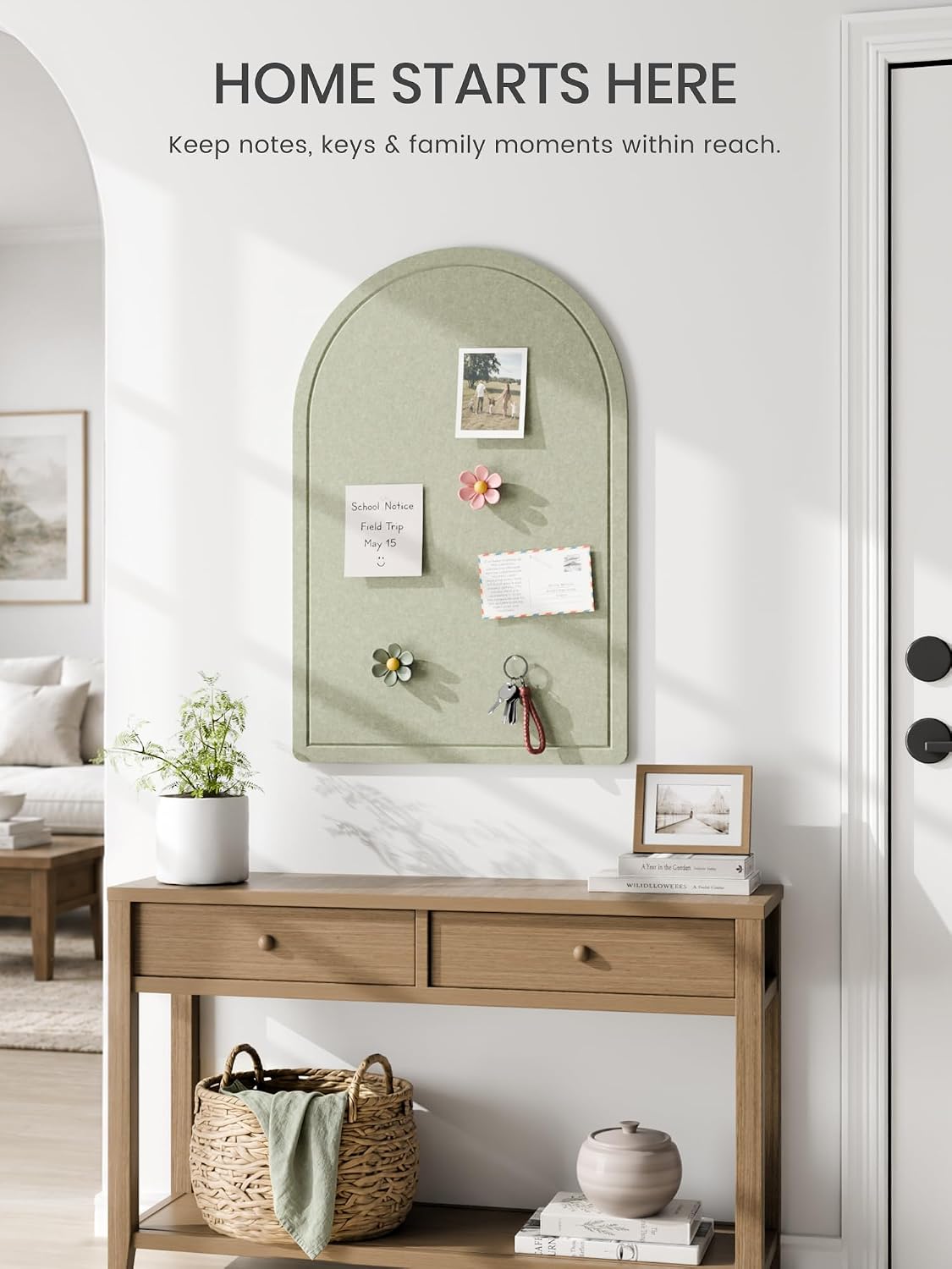 Large Arched Felt Bulletin Board 35.4''×23.6'', Sage