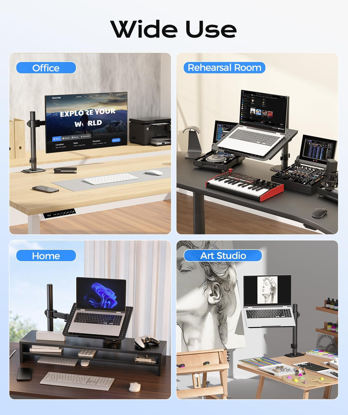Suptek Single Laptop Notebook Desk Mount with Tray for 13-27 inch Computer Sc...