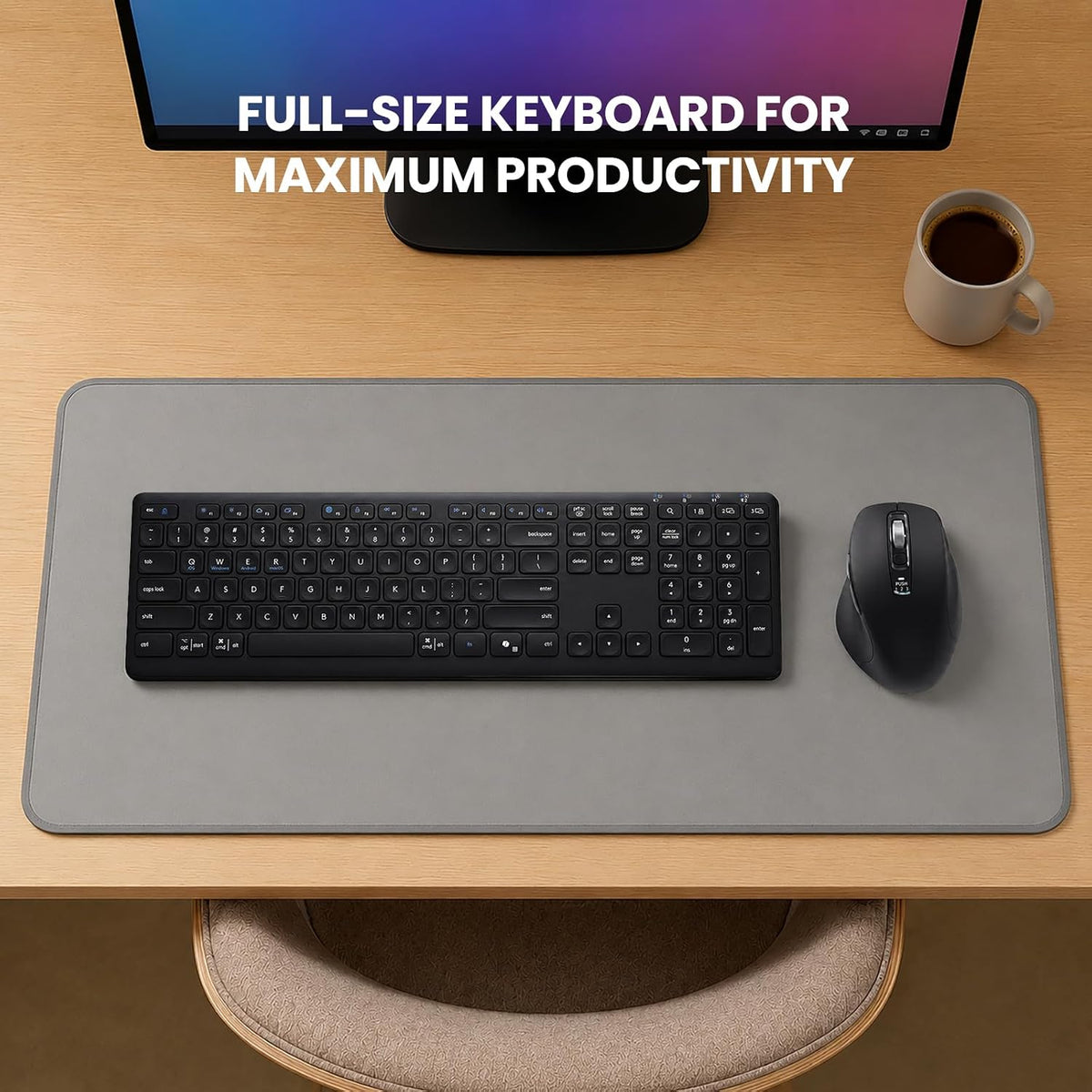 Wireless Bluetooth Keyboard, Full Size Multi-Device Keyboard for PC, Laptop