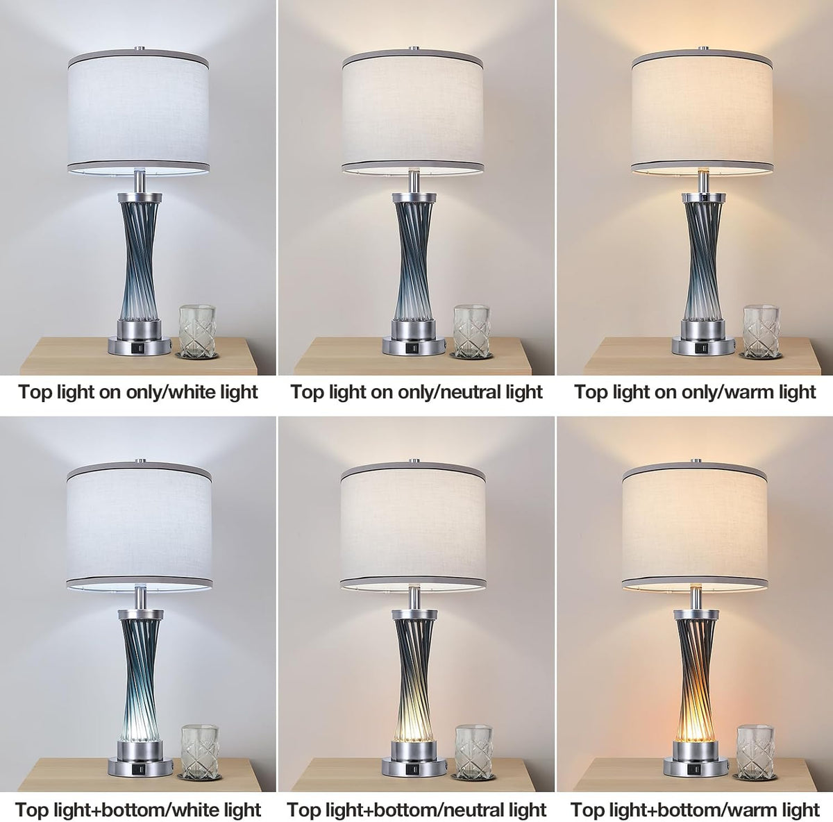3-Way Dimmable Table Lamp Set of 2,Touch Control Lamp with Night Light,Modern...