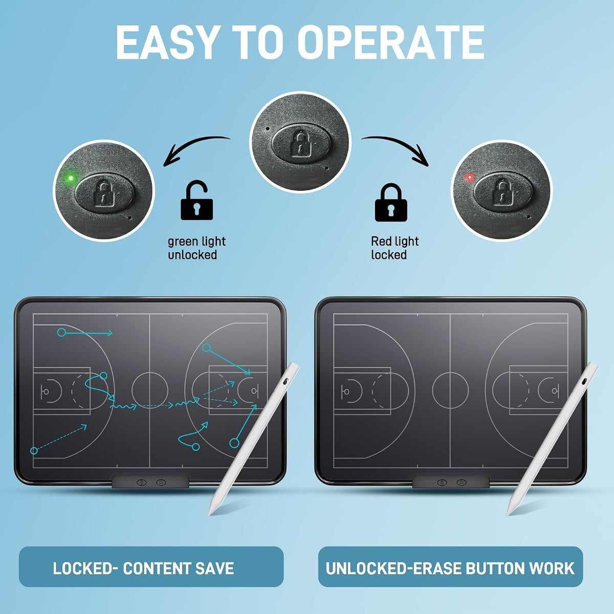 16 Inch Electronic Basketball Coaching Board with Double Sided