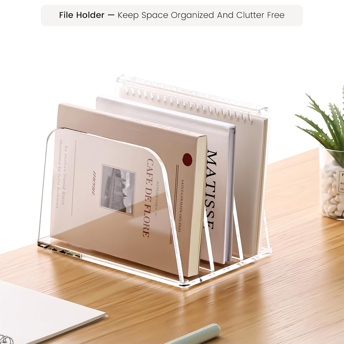 YUXUN Desk File Organizer,3-Section Vertical Clear Acrylic Desk Organizer Fil...