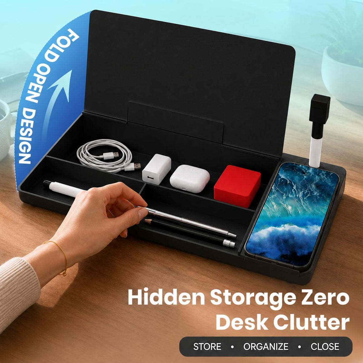NEXTLUXE Glass Desk Whiteboard with Wireless Charger - Desktop Whiteboard wit...