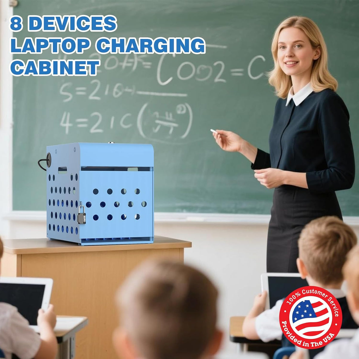 POCHAR 8-Unit Charging Cabinet for Chromebooks & Tablets Up to 14" S...