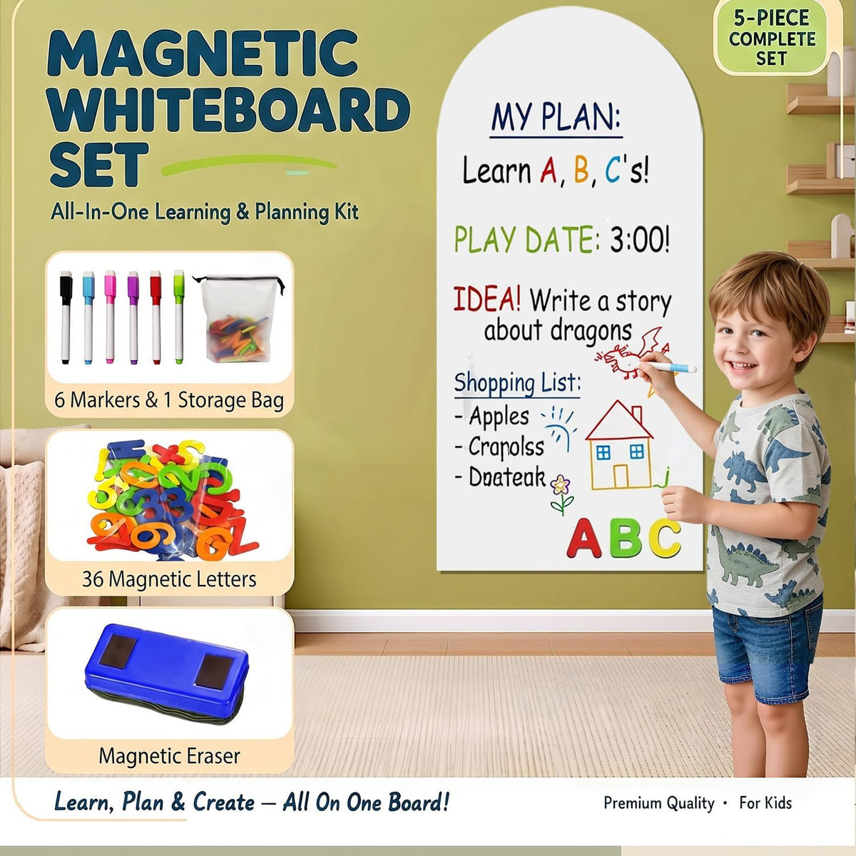 Magnetic Whiteboard Wall Arch Decal 39.3"x17.5" Adhesive Magnetic D...