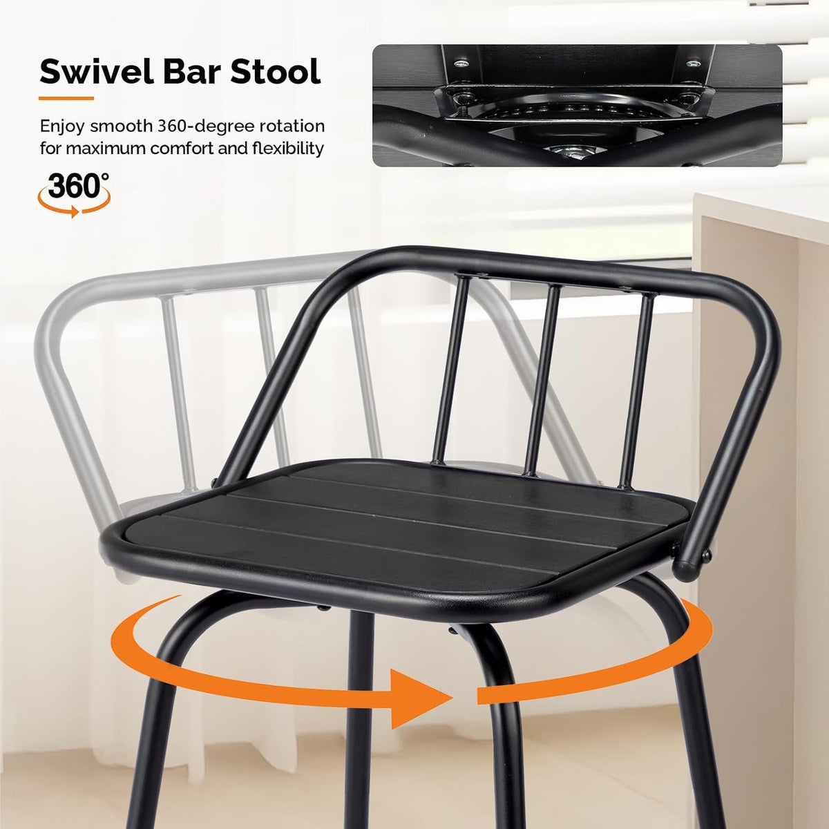 VINGLI 2 PCS Outdoor Swivel Bar Stools, 30 Inch Metal Barstools with Backrest...