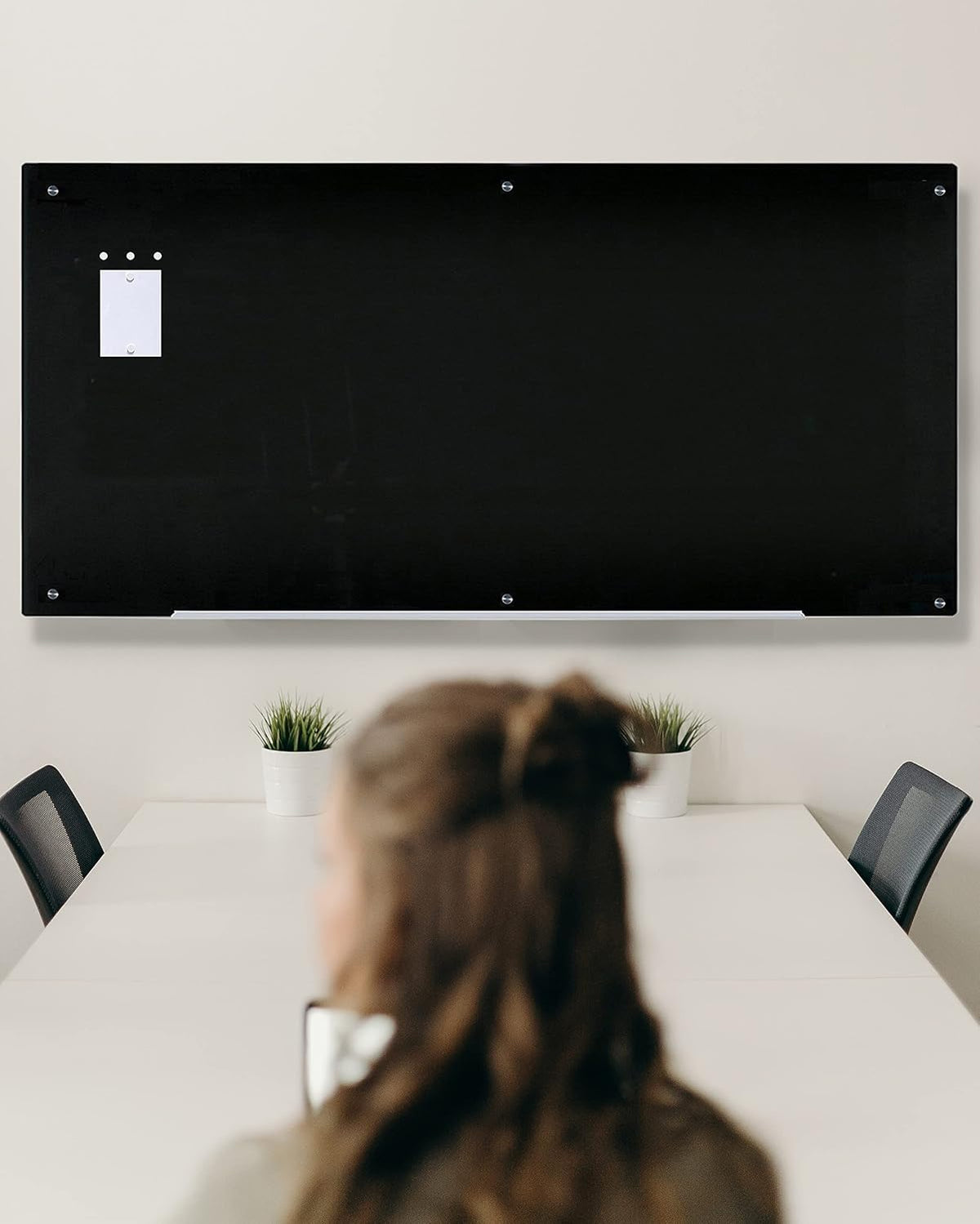 Audio-Visual Direct Magnetic Glass Dry-Erase Board, 72" x 36", Black