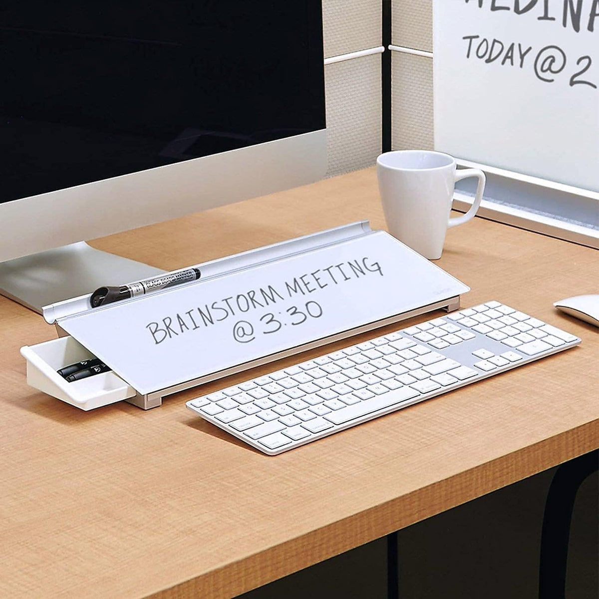 Quartet Glass Dry Erase White Board, Desktop Computer Pad for Notetaking, 18&...