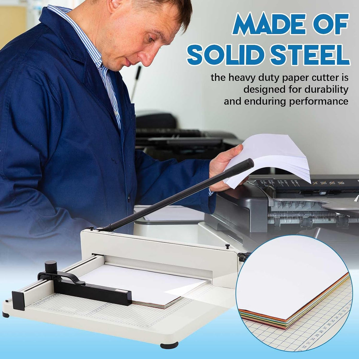 Threlaco 17 Inch A3 Heavy Duty Guillotine Paper Cutter 400 Sheet, White