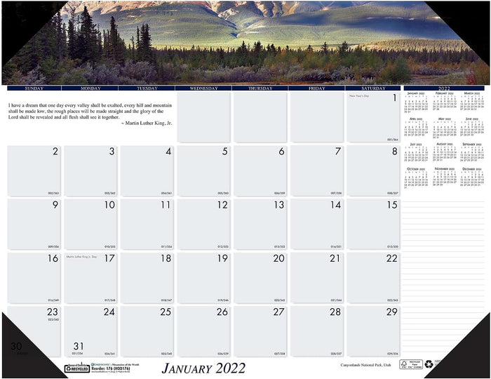 House of Doolittle 2022 Monthly Desk Pad Calendar, Earthscapes Mountains, 22 x 17 Inches, January - December (HOD176-22)