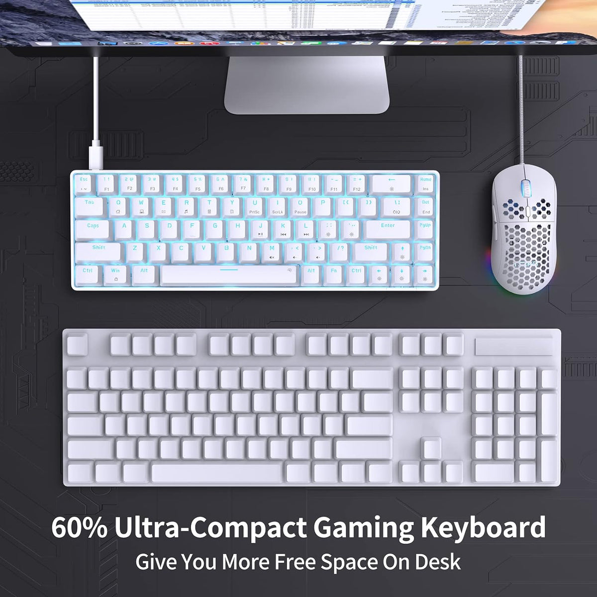DIERYA T68SE 60% Gaming Mechanical Keyboard,Ultra Compact Mini 68 Key with Br...