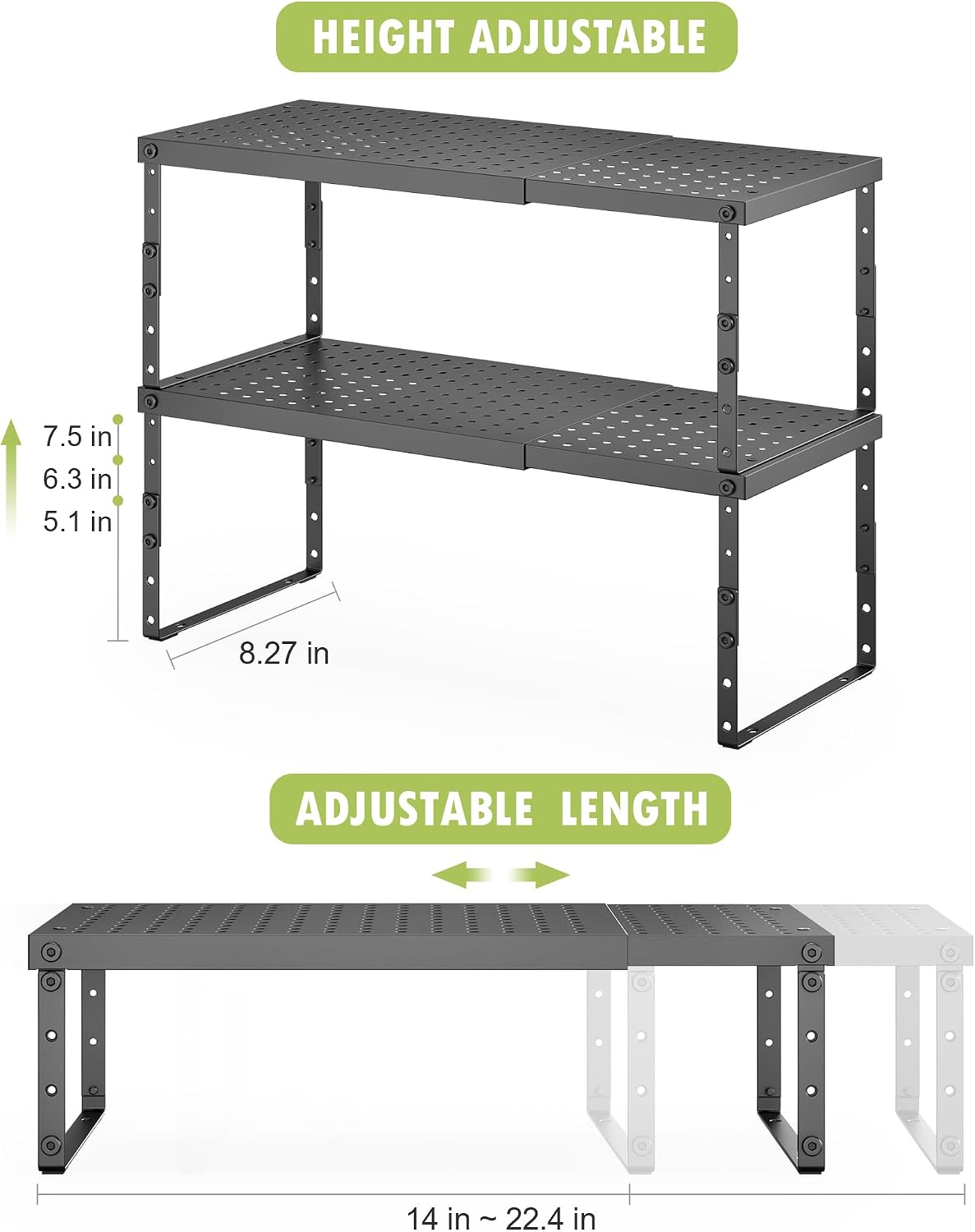 RUILALIFE Expandable Cabinet Organizer Shelf With Adjustable Height, Stackabl...