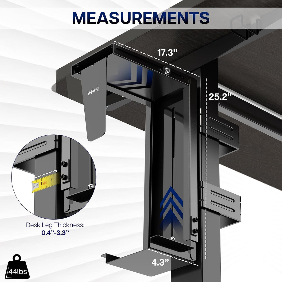 VIVO Black Clamp-on Desk Leg Large PC Mount, Mount-PCLC1