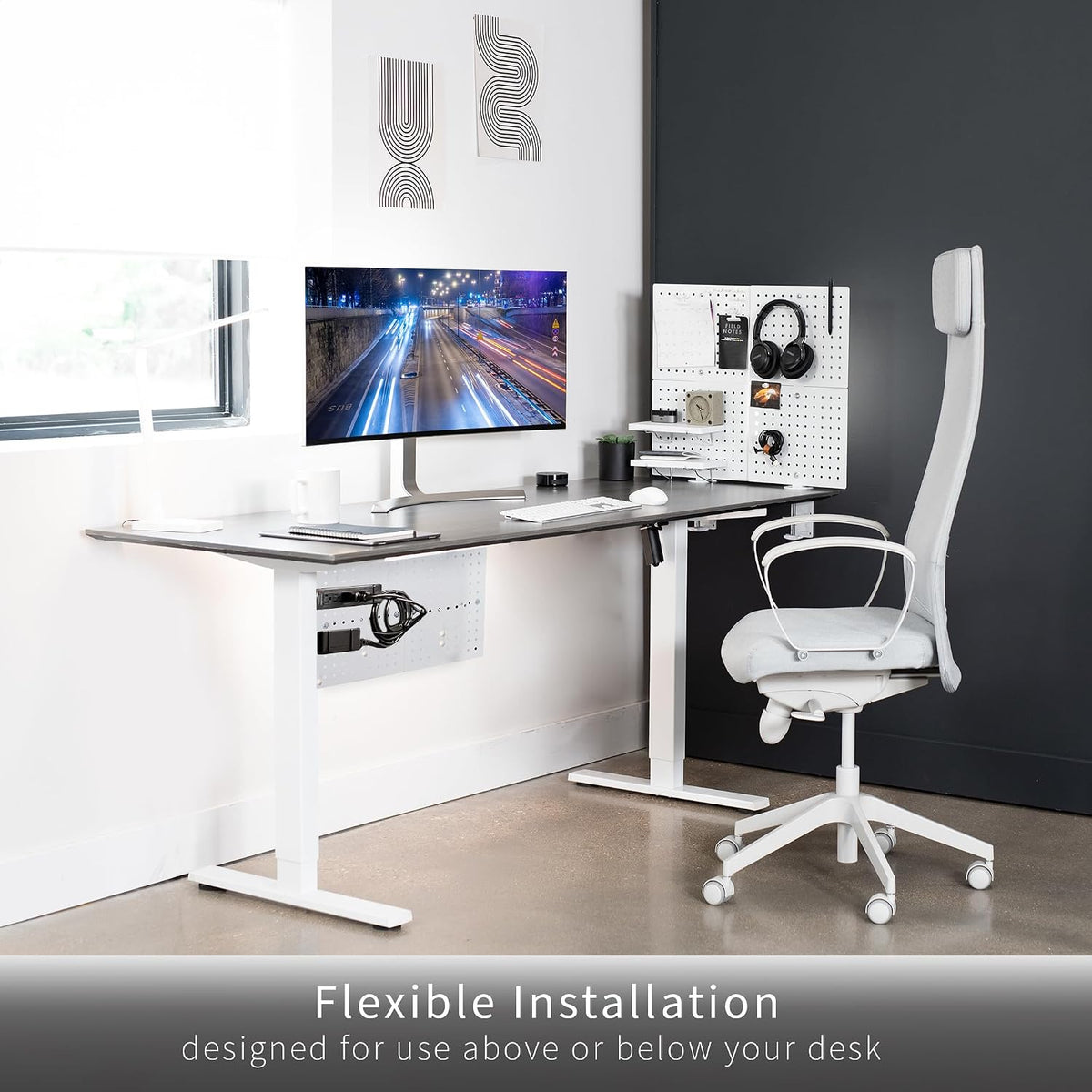 VIVO White Clamp-on 20 x 24 inch Desk Pegboard, PP-DK24W