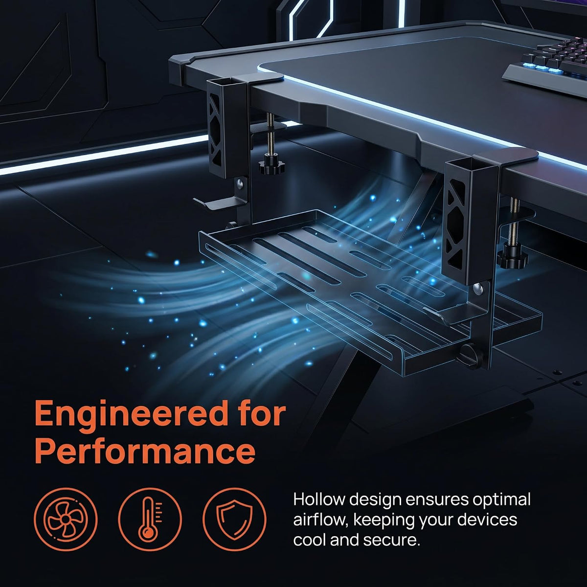 Loscarol Adjustable Under Desk Laptop Holder with Cable Management Tray