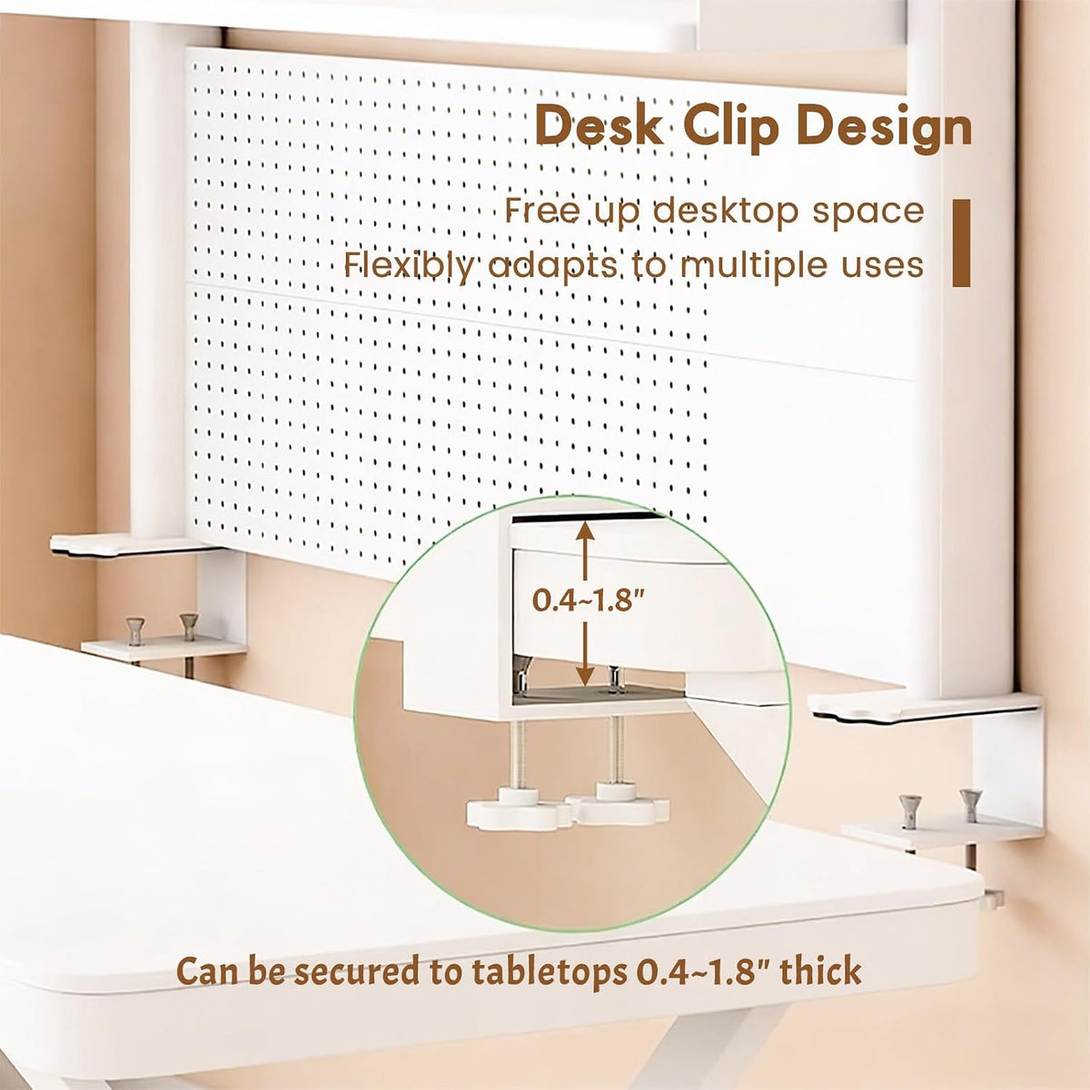 Clamp On Desk Shelf Organizer with Pegboard Desk Hutch Dorm with Storage Book...