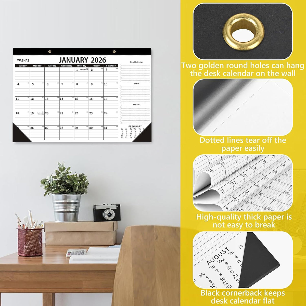 Desk Calendar 2026-January 2026 to June 2027,3 PACK-2026 Desk calendar,18 Mon...
