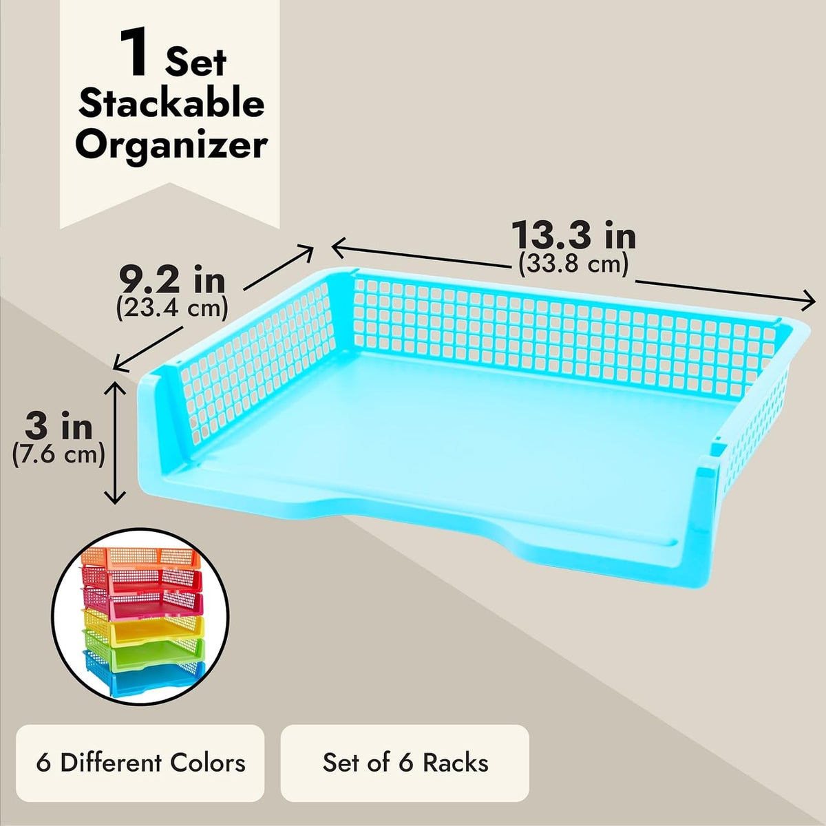 Bright Creations Teacher Supplies Letter Tray Organizer - 6-Pack Rainbow, 9 x...