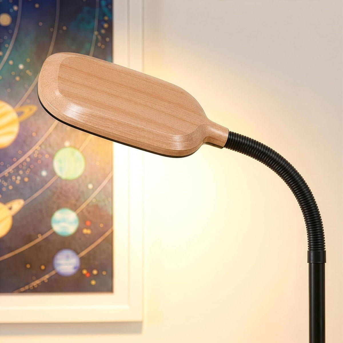 Brightech Litespan - LED Floor Reading Lamp, Modern Wooden Style, Adjustable ...