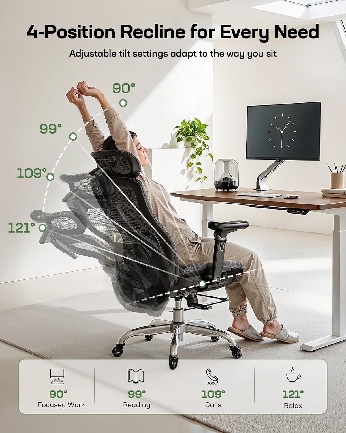 Marsail Mesh Ergonomic Office Chair with Sliding seat Depth Mesh Desk Chair